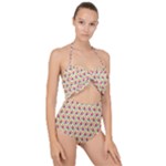 Summer Watermelon Pattern Scallop Top Cut Out Swimsuit