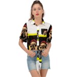 Yellow Brown Red Colorful Graffiti Illustration T-shirt Tie Front Shirt 
