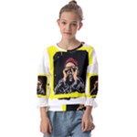 Yellow Brown Red Colorful Graffiti Illustration T-shirt Kids  Cuff Sleeve Top