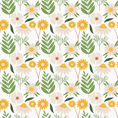 flowers on white background pattern