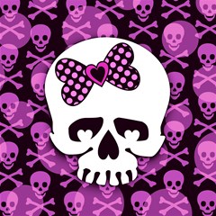 pink polka dot bow skull
