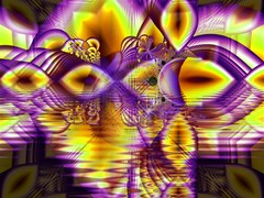 golden violet crystal palace abstract cosmic explosion