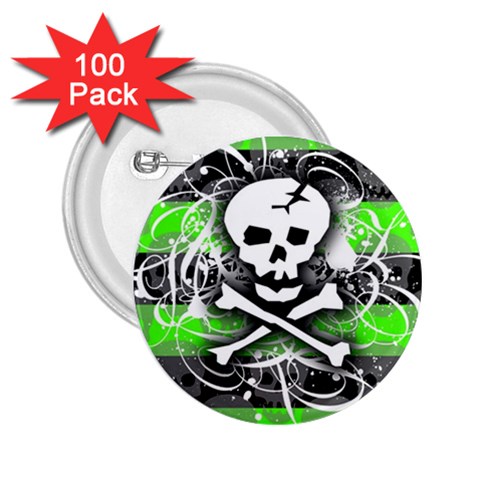 Deathrock Skull 2.25  Button (100 pack) from ZippyPress Front
