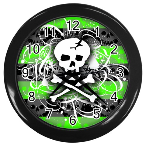 Deathrock Skull Wall Clock (Black) from ZippyPress Front