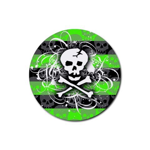 Deathrock Skull Rubber Round Coaster (4 pack) from ZippyPress Front