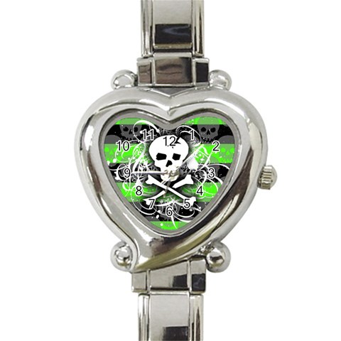 Deathrock Skull Heart Italian Charm Watch from ZippyPress Front