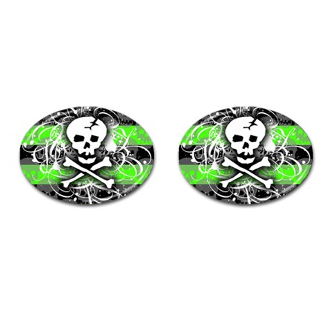 Deathrock Skull Cufflinks (Oval) from ZippyPress Front(Pair)