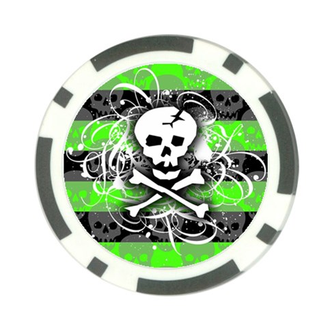 Deathrock Skull Poker Chip Card Guard from ZippyPress Front