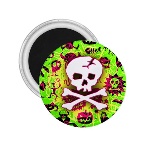 Deathrock Skull & Crossbones 2.25  Magnet from ZippyPress Front