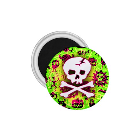 Deathrock Skull & Crossbones 1.75  Magnet from ZippyPress Front