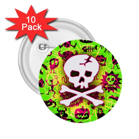 Deathrock Skull & Crossbones 2.25  Button (10 pack) from ZippyPress Front