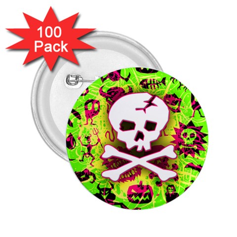 Deathrock Skull & Crossbones 2.25  Button (100 pack) from ZippyPress Front