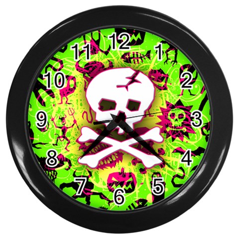 Deathrock Skull & Crossbones Wall Clock (Black) from ZippyPress Front