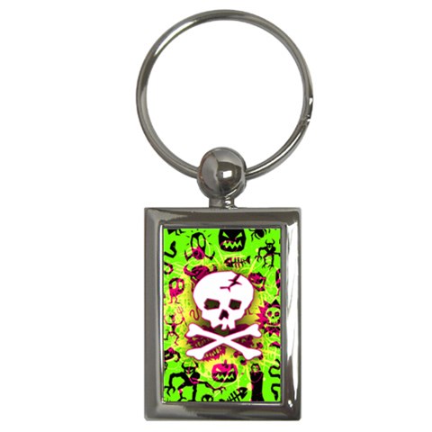 Deathrock Skull & Crossbones Key Chain (Rectangle) from ZippyPress Front