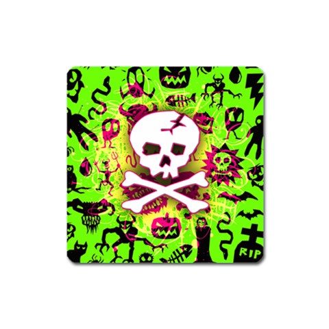 Deathrock Skull & Crossbones Magnet (Square) from ZippyPress Front