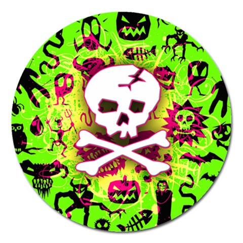 Deathrock Skull & Crossbones Magnet 5  (Round) from ZippyPress Front