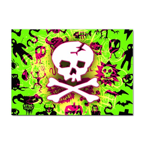 Deathrock Skull & Crossbones Sticker A4 (10 pack) from ZippyPress Front