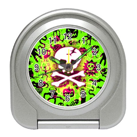 Deathrock Skull & Crossbones Travel Alarm Clock from ZippyPress Front