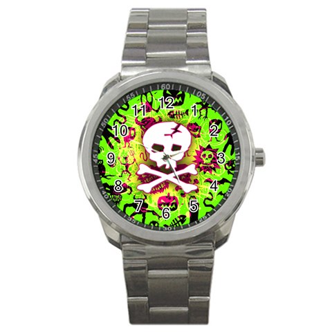 Deathrock Skull & Crossbones Sport Metal Watch from ZippyPress Front