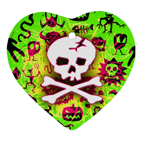 Deathrock Skull & Crossbones Heart Ornament (Two Sides) from ZippyPress Front