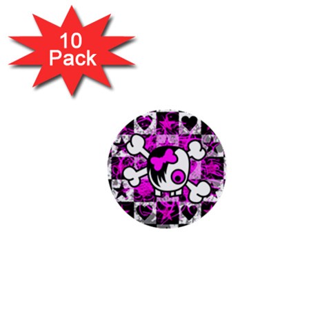 Emo Scene Girl Skull 1  Mini Button (10 pack)  from ZippyPress Front
