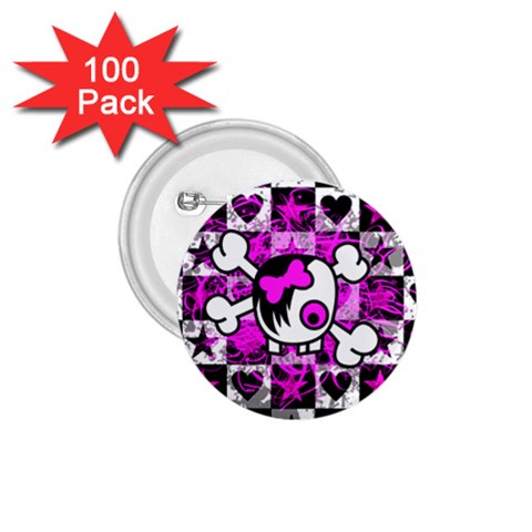 Emo Scene Girl Skull 1.75  Button (100 pack)  from ZippyPress Front
