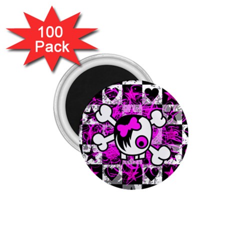Emo Scene Girl Skull 1.75  Magnet (100 pack)  from ZippyPress Front