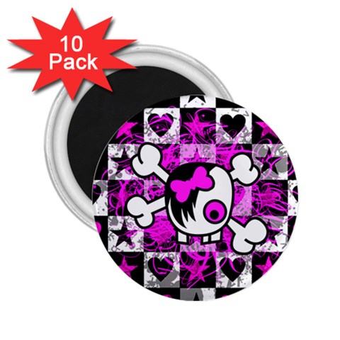 Emo Scene Girl Skull 2.25  Magnet (10 pack) from ZippyPress Front