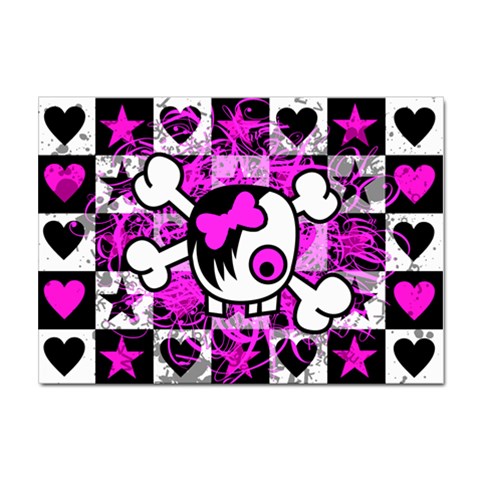 Emo Scene Girl Skull Sticker A4 (10 pack) from ZippyPress Front