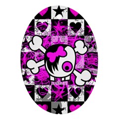 Emo Scene Girl Skull Oval Ornament (Two Sides) from ZippyPress Front
