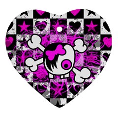 Emo Scene Girl Skull Heart Ornament (Two Sides) from ZippyPress Back