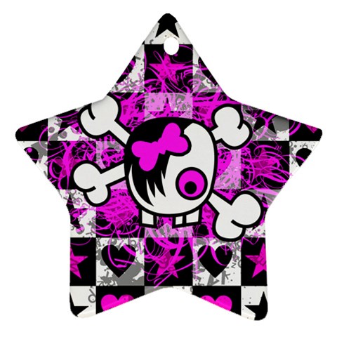 Emo Scene Girl Skull Star Ornament (Two Sides) from ZippyPress Front