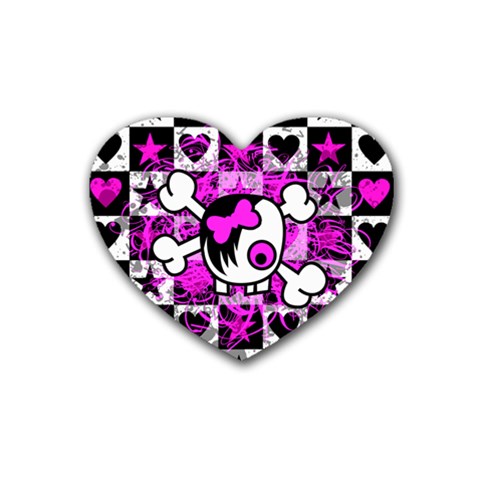 Emo Scene Girl Skull Heart Coaster (4 pack) from ZippyPress Front