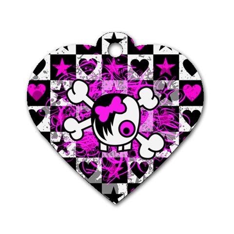 Emo Scene Girl Skull Dog Tag Heart (One Side) from ZippyPress Front