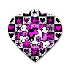 Emo Scene Girl Skull Dog Tag Heart (Two Sides) from ZippyPress Back