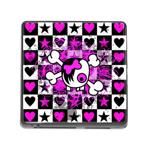 Emo Scene Girl Skull Memory Card Reader with Storage (Square) from ZippyPress Front