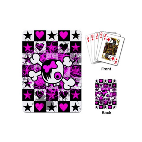 Emo Scene Girl Skull Playing Cards (Mini) from ZippyPress Back