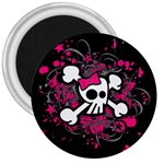 Girly Skull & Crossbones 3  Magnet