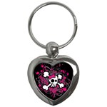 Girly Skull & Crossbones Key Chain (Heart)