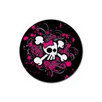 Girly Skull & Crossbones Rubber Round Coaster (4 pack)