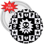 Gothic Punk Skull 3  Button (10 pack)