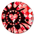 Love Heart Splatter Magnet 5  (Round)