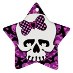 Pink Polka Dot Bow Skull Ornament (Star)