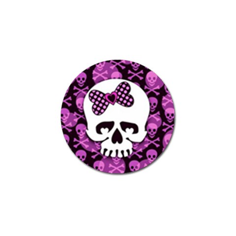 Pink Polka Dot Bow Skull Golf Ball Marker (4 pack) from ZippyPress Front