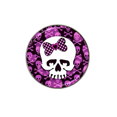 Pink Polka Dot Bow Skull Hat Clip Ball Marker from ZippyPress Front