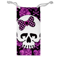 Pink Polka Dot Bow Skull Jewelry Bag from ZippyPress Front