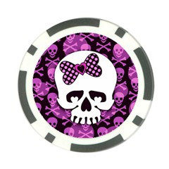 Pink Polka Dot Bow Skull Poker Chip Card Guard from ZippyPress Front