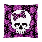 Pink Polka Dot Bow Skull Cushion Case (Two Sides)