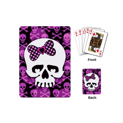 Pink Polka Dot Bow Skull Playing Cards (Mini) from ZippyPress Back