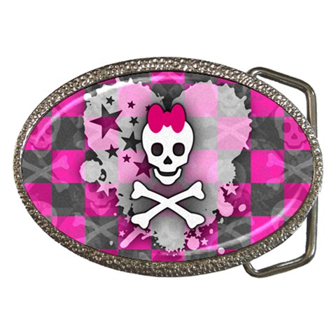 Princess Skull Heart Belt Buckle from ZippyPress Front